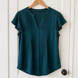 Teal Pleated Blouse